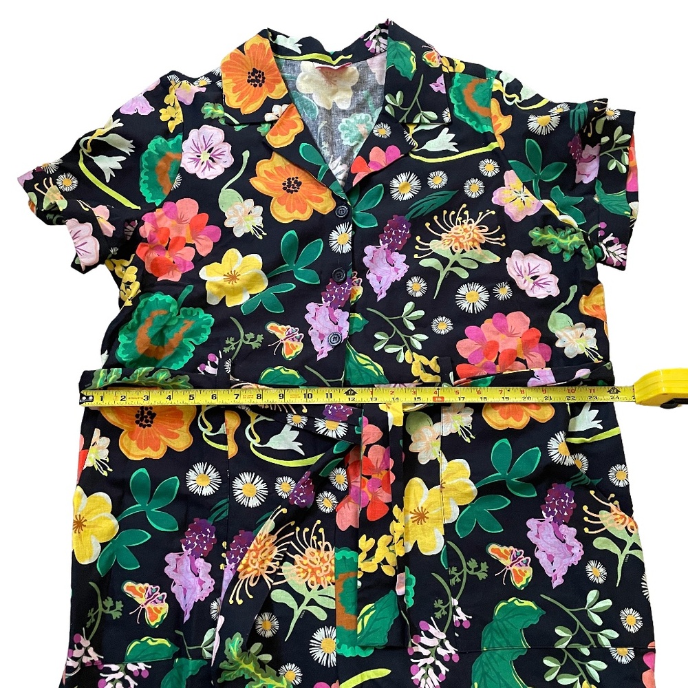 Linen floral jumpsuit OBUS AU size 20 - Colorful fun short sleeve jumpsuit - Picture 5 of 8